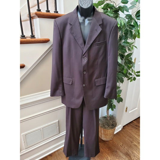 Lineage Men's Brown Lined Wool Single Breasted Blazer & Pant 2 Piece Suit 44X31