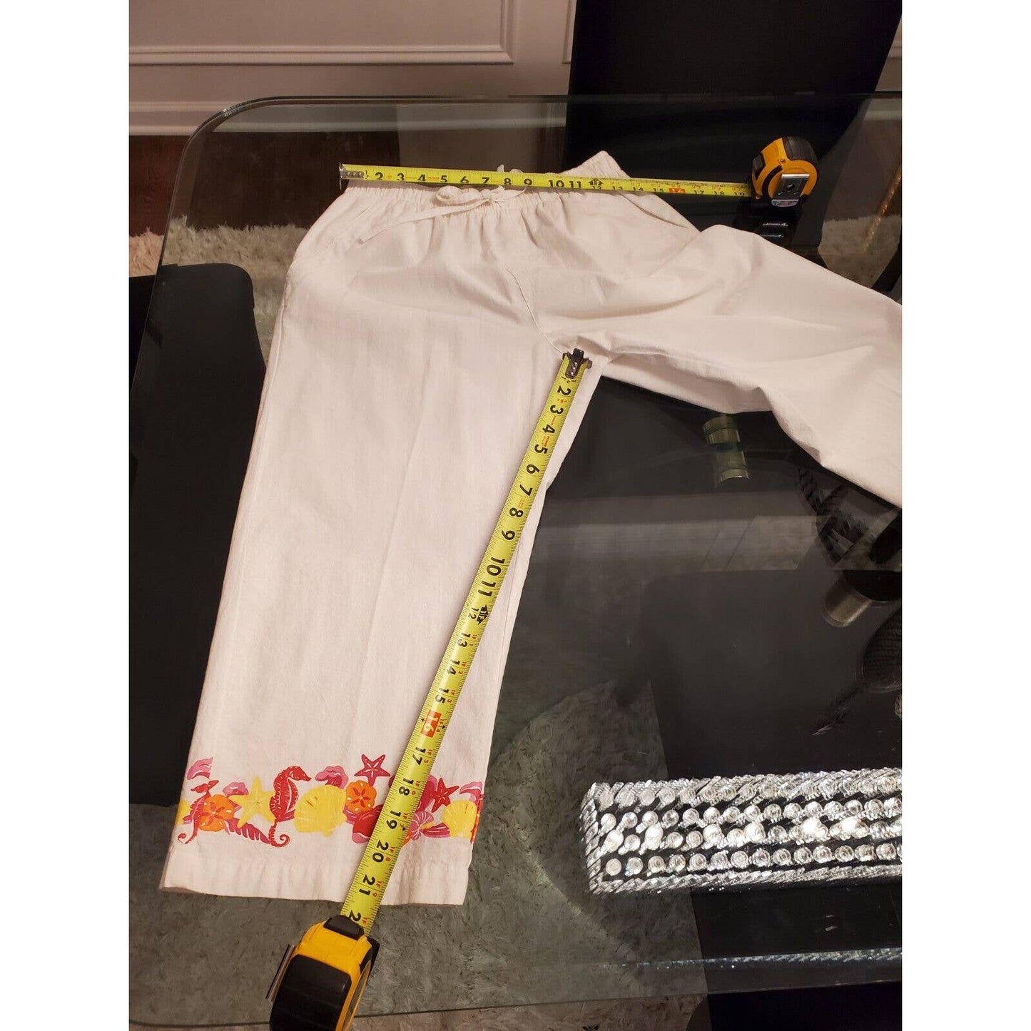 Cappagallo Women White Cotton Short Sleeve Shirt (M) & Trouser (S) 2 Piece Suit