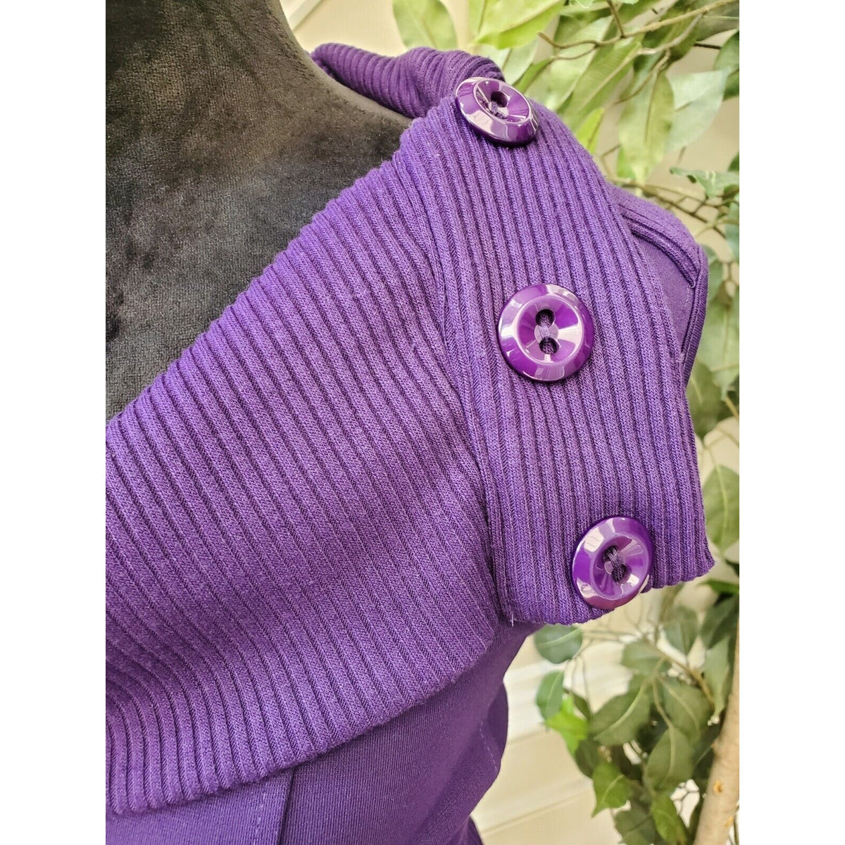 Spense Women's Purple Solid Polyester Cowl Neck Sleeveless Knee Length Dress 14