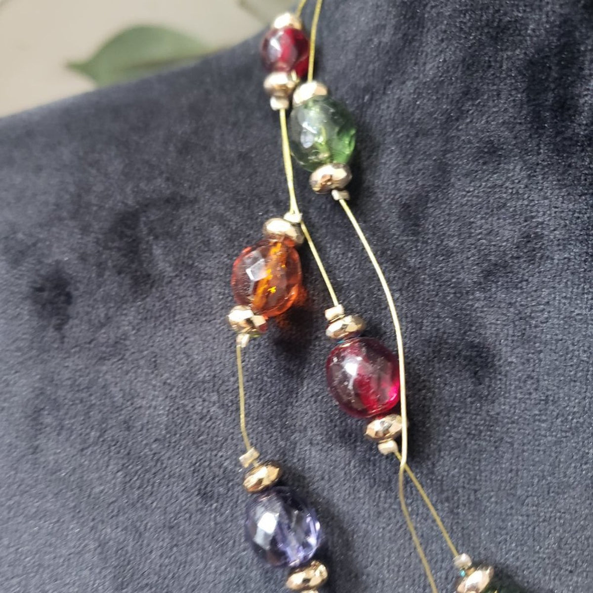 Womens Multicolor Crystals Gold Tone Beads Festoon Necklace with Lobster Clasp