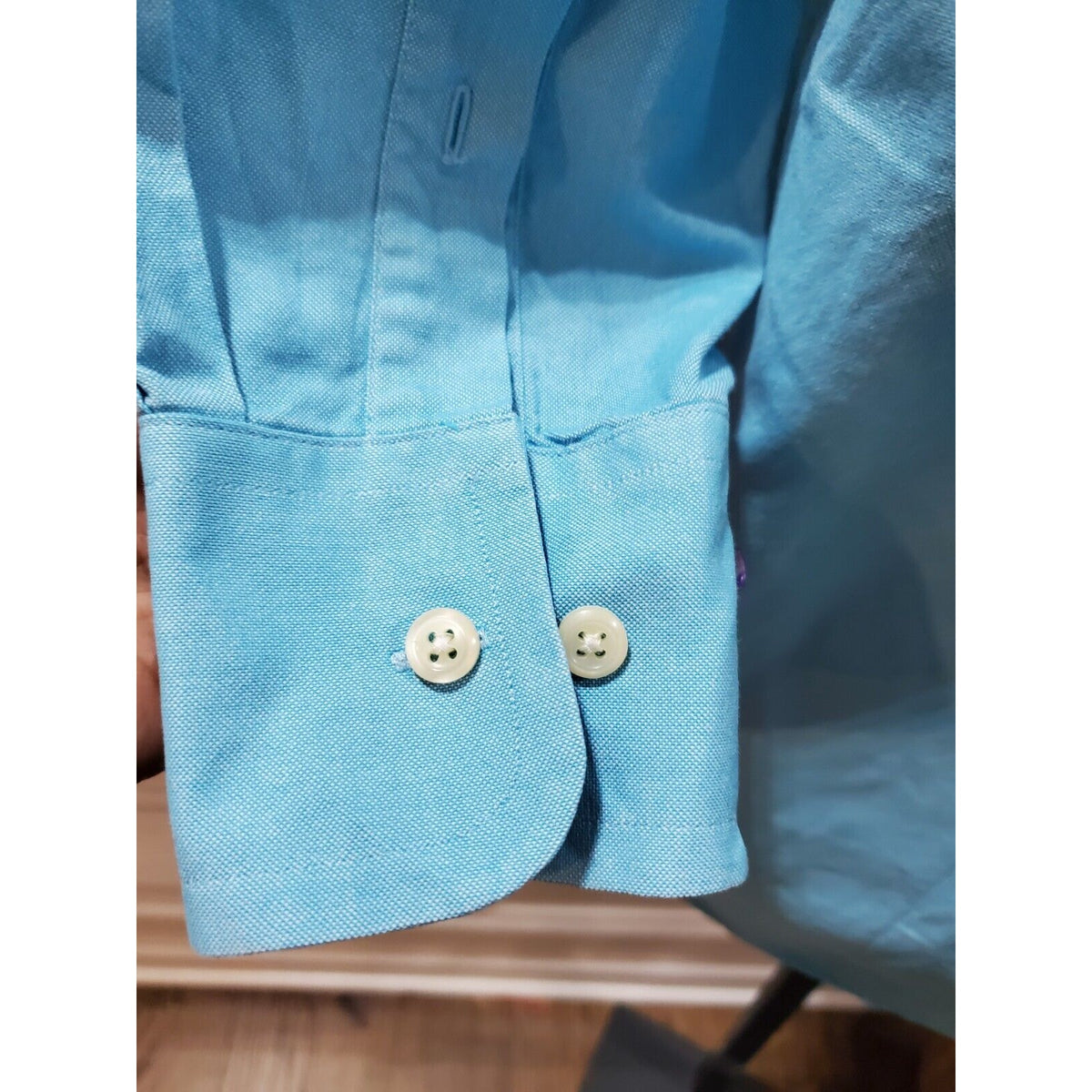 Nautica Men's Blue Cotton Long Sleeve Collared Buttons Down Casual Shirt 15.5