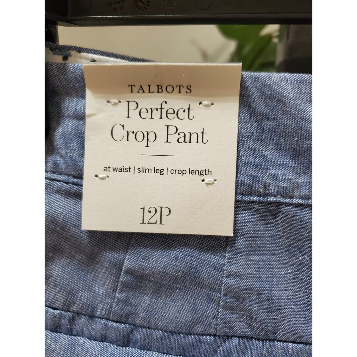 Talbots Womens Blue 100% Cotton Pockets Flat Front Straight Leg Pants Size 12P