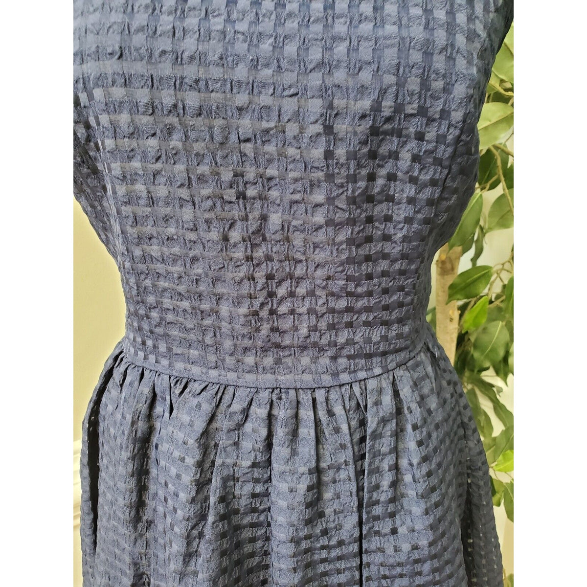 Forever 21 Women Navy Polyester Round Neck Back Zipper Knee Length Dress Size XL