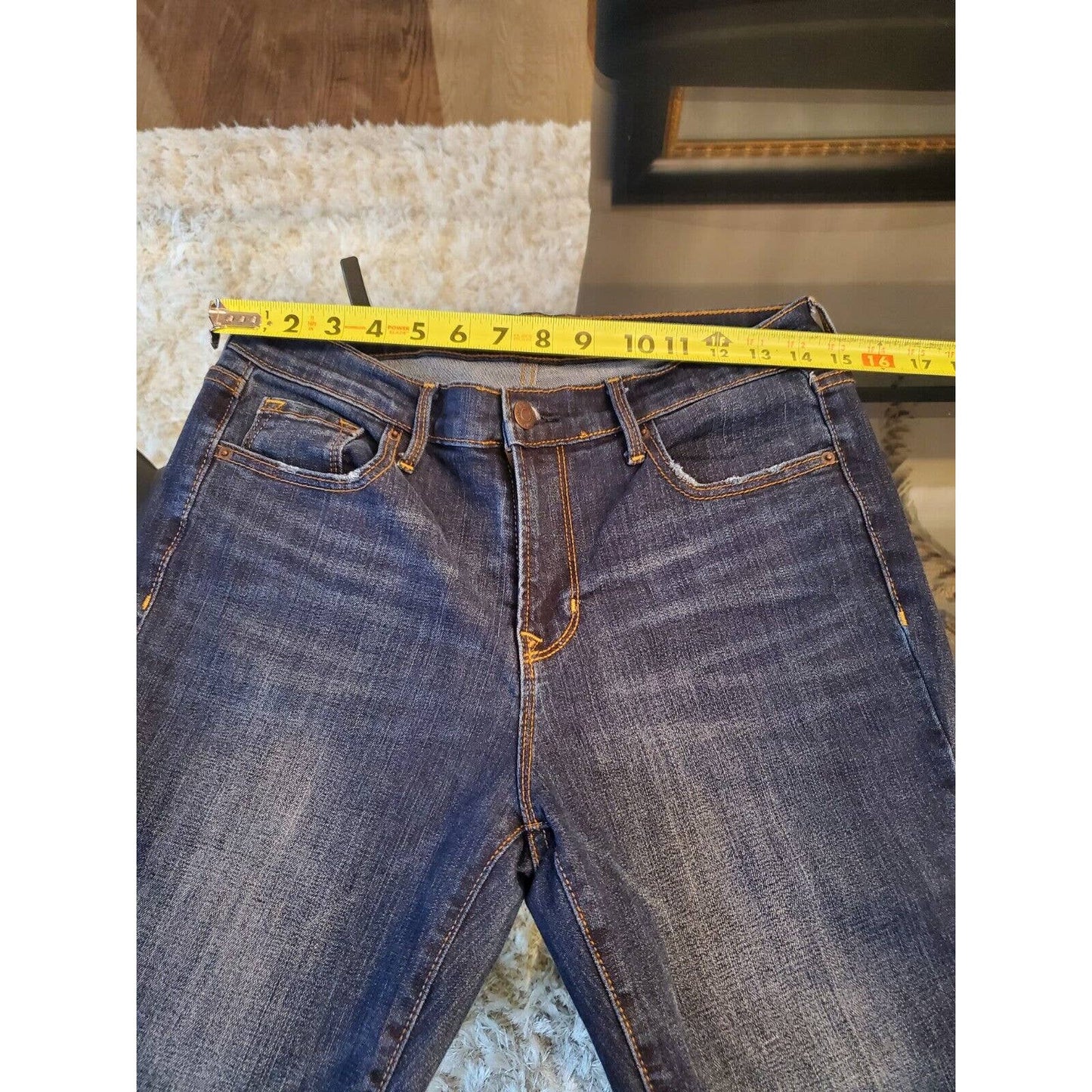 Old Navy Women's Blue Denim Cotton Mid Rise Curvy Bootcut Jeans Pants 8 Short