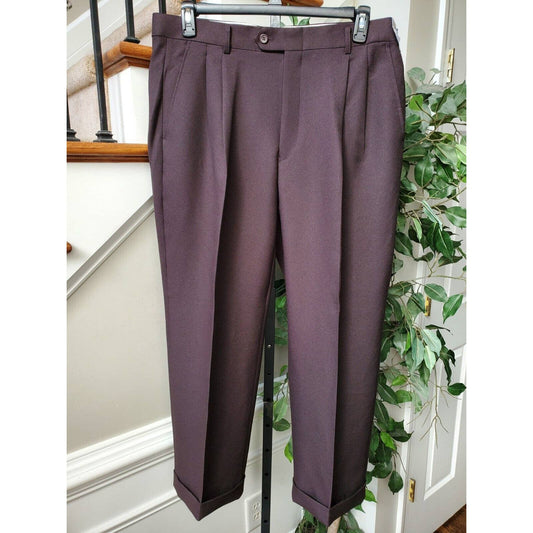 Tony Blake Men's Brown Solid 100% Polyester Straight Leg Dress Pants Size 38R