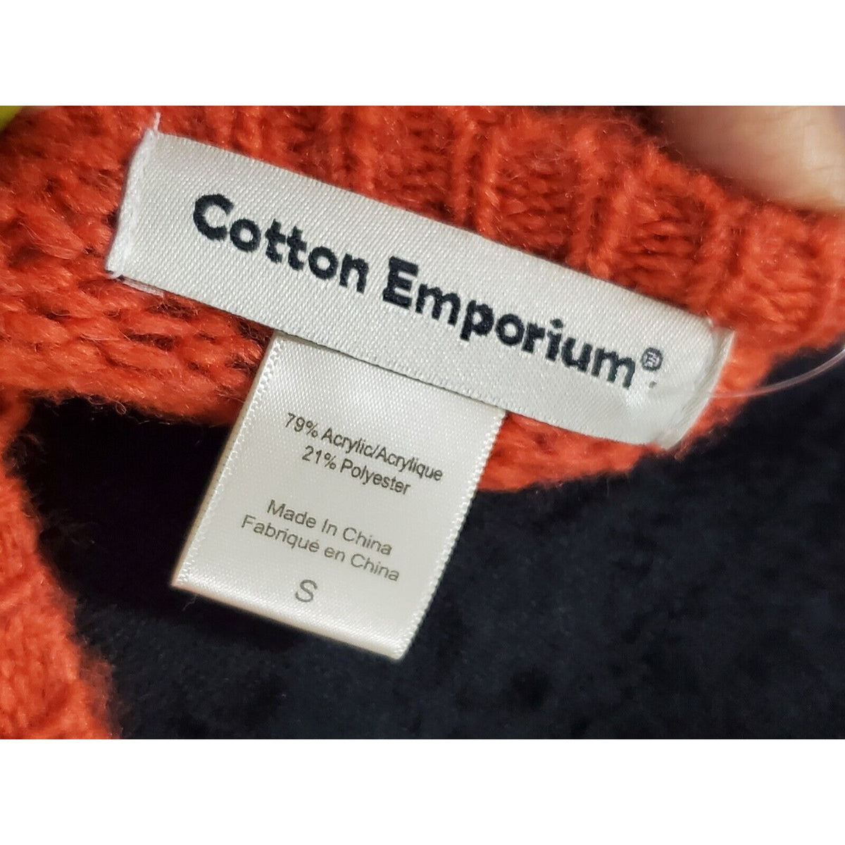 Cotton Emporium Women Orange Long Sleeve Round Neck Pullover Knit Sweater Small