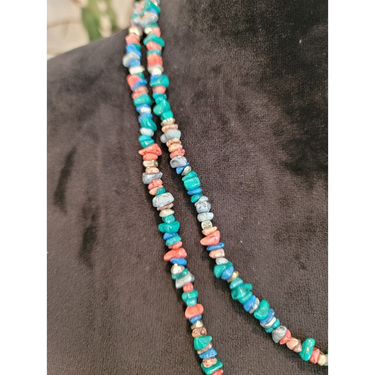 Womens Fashion Double Strand Multicolor Gemstone Necklace Beads Jewelry