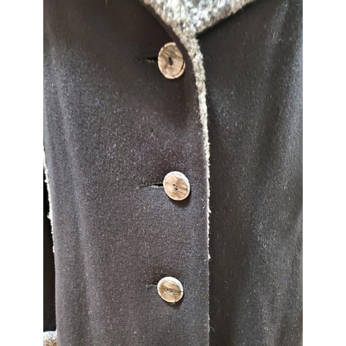 Vintage Madeline Women's Black Wool Long Sleeve Buttons Front Long Coat XL