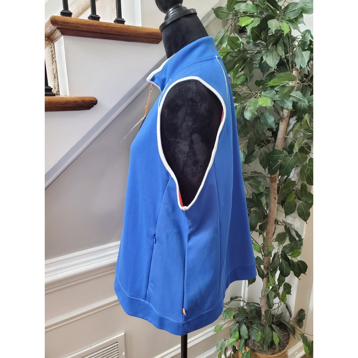 Orvis Womens Blue Polyester Sleeveless Full Zip Front Casual Jacket Vest Size XL