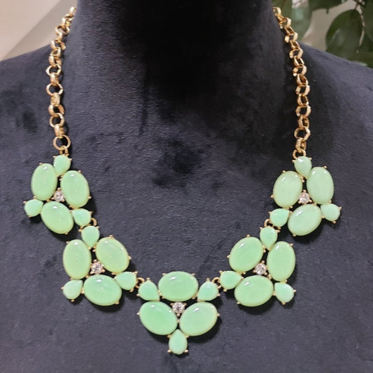 Womens Mint Bib Boho Statement Modern Fashion Gold Necklace