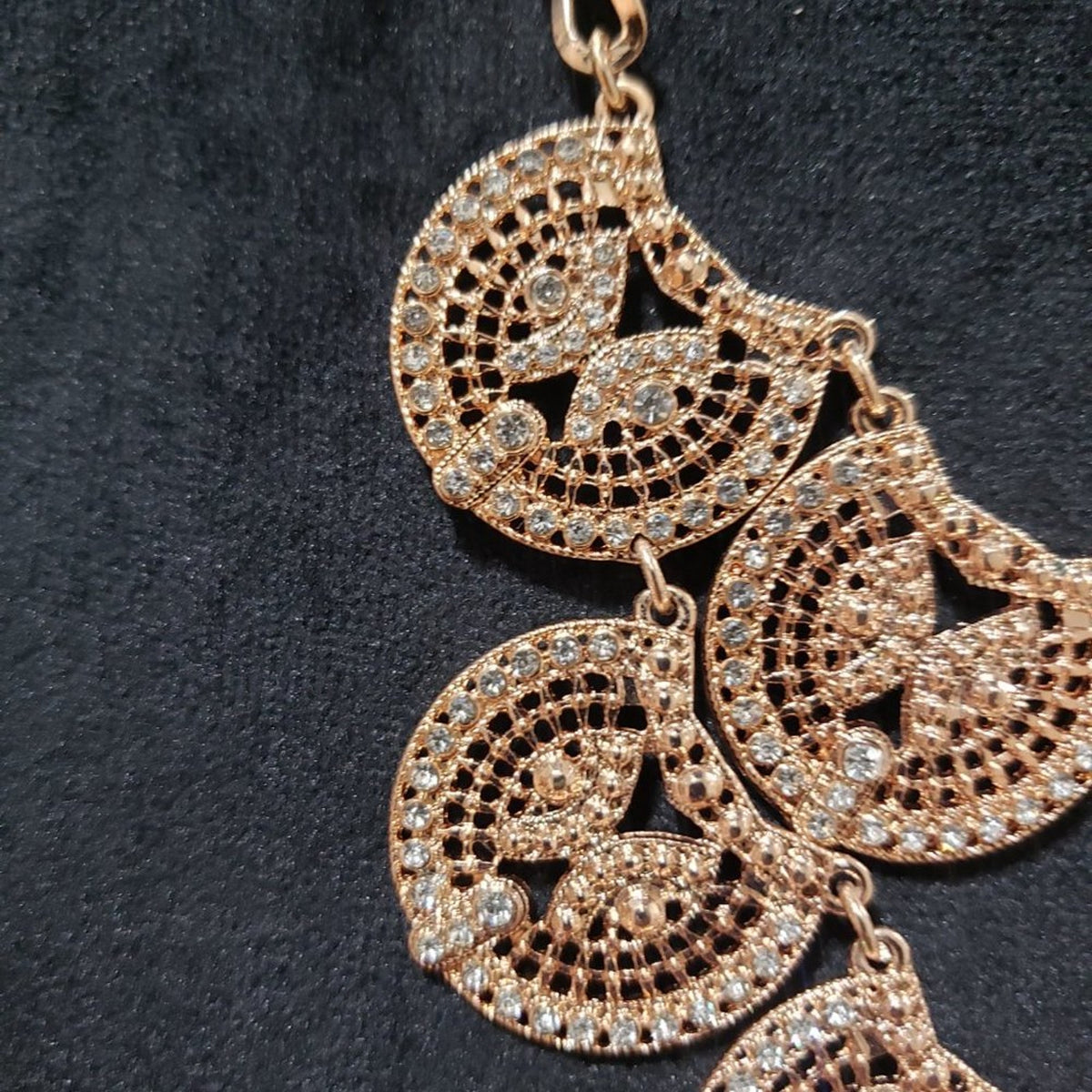 INC Women's Gold Tone Rhinestone Statement Dangle Bib Necklace