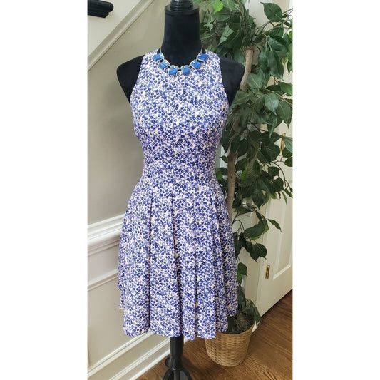 Jessica Simpson Womens Blue Polyester Halter Neck Sleeveless Knee Length Dress 6