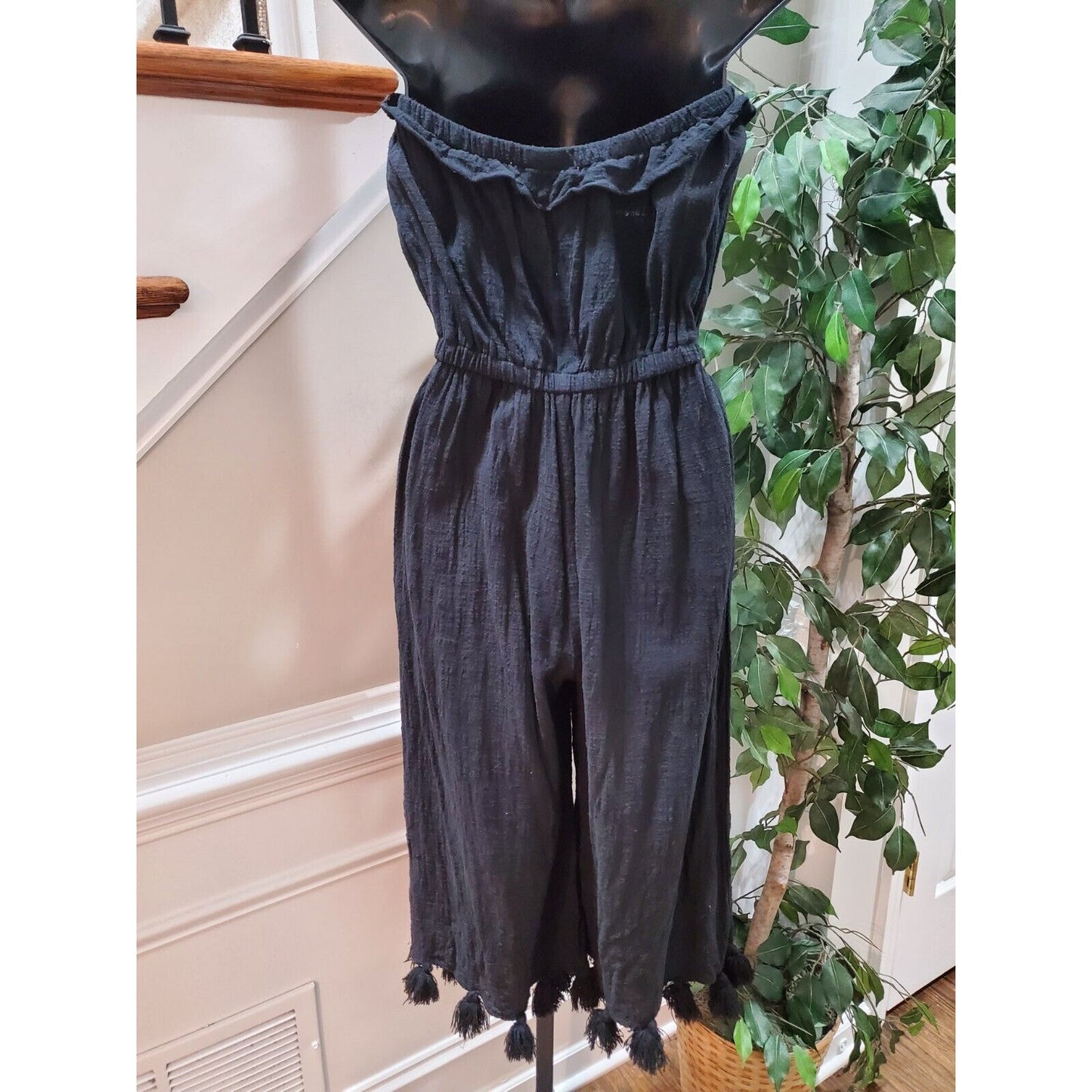 Surf Gypsy Women's Black 100% Cotton Off the Shoulder Casual Jumpsuits Size S