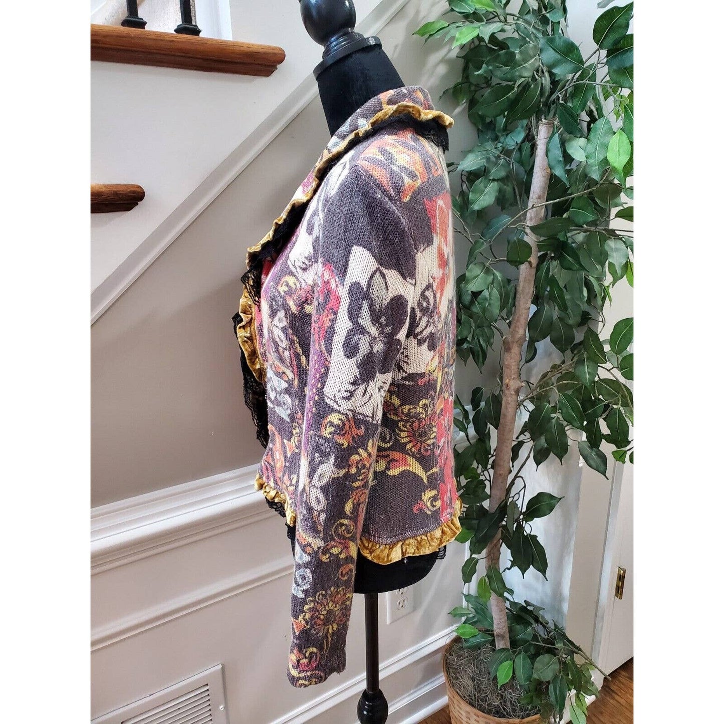 Alberto Makali Women's Floral Polyester Long Sleeve Casual Jacket Blazer Size M