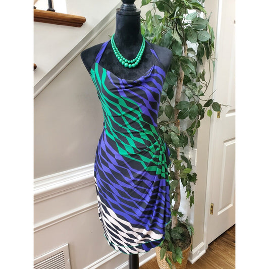BcBg Maxazria Women's Multicolor Halter Neck Sleeveless Knee Length Dress Size S