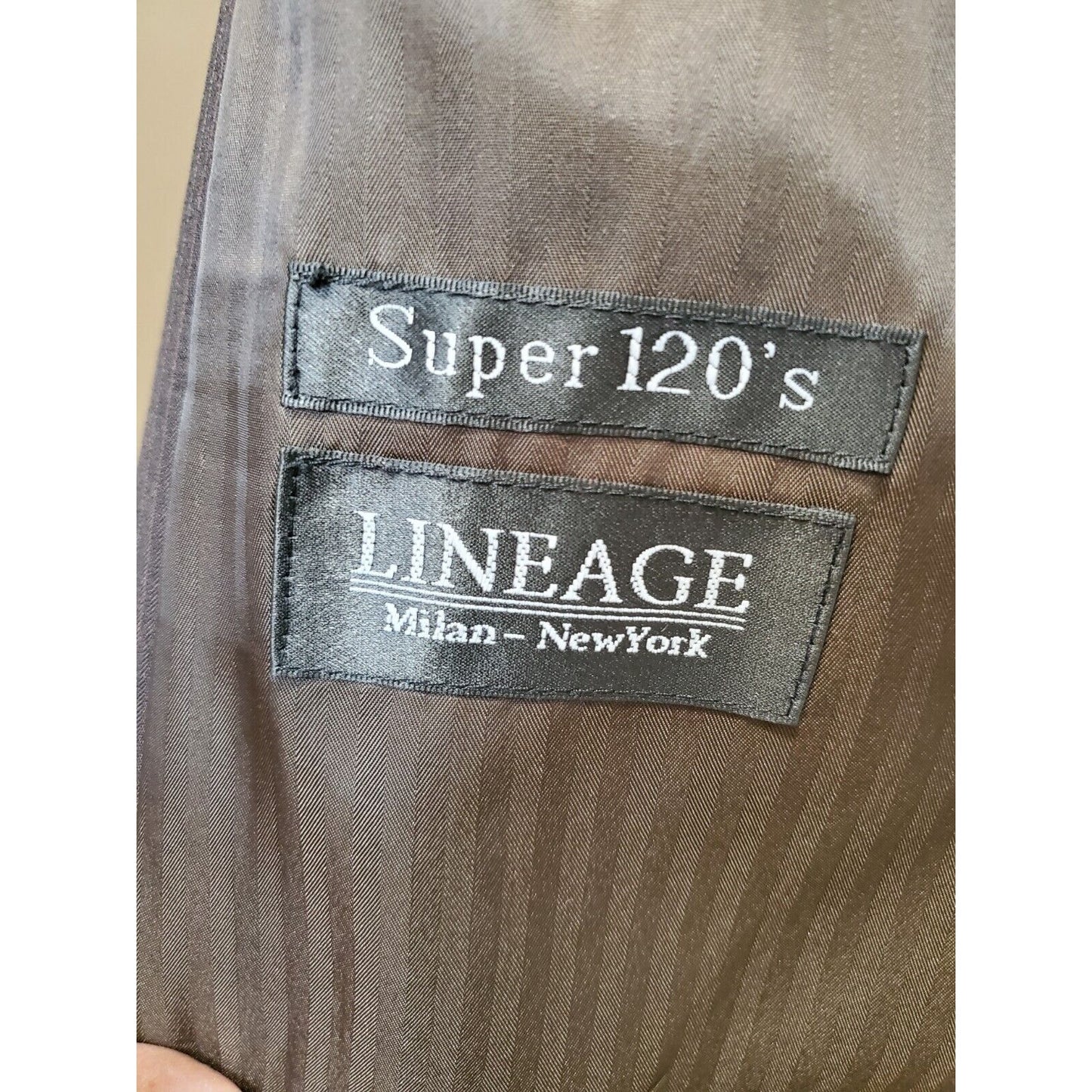 Lineage Men's Brown Lined Wool Single Breasted Blazer & Pant 2 Piece Suit 44X31