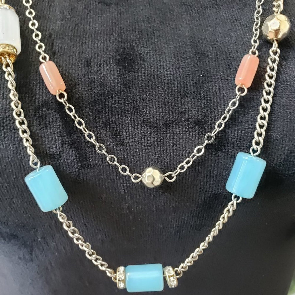 Womens Fashions Multi Tone Accent Teardrop Necklace with Lobster Clasp