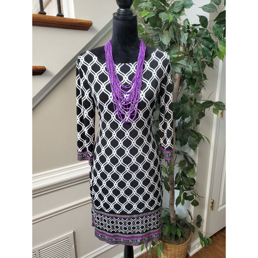 White House Black Market Women's Round Neck Long Sleeve Knee Length Dress Small