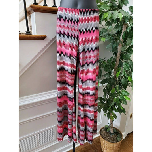 Wearever Women's Multicolor Polyester High Rise Pull on Wide Leg Palazzo Pants
