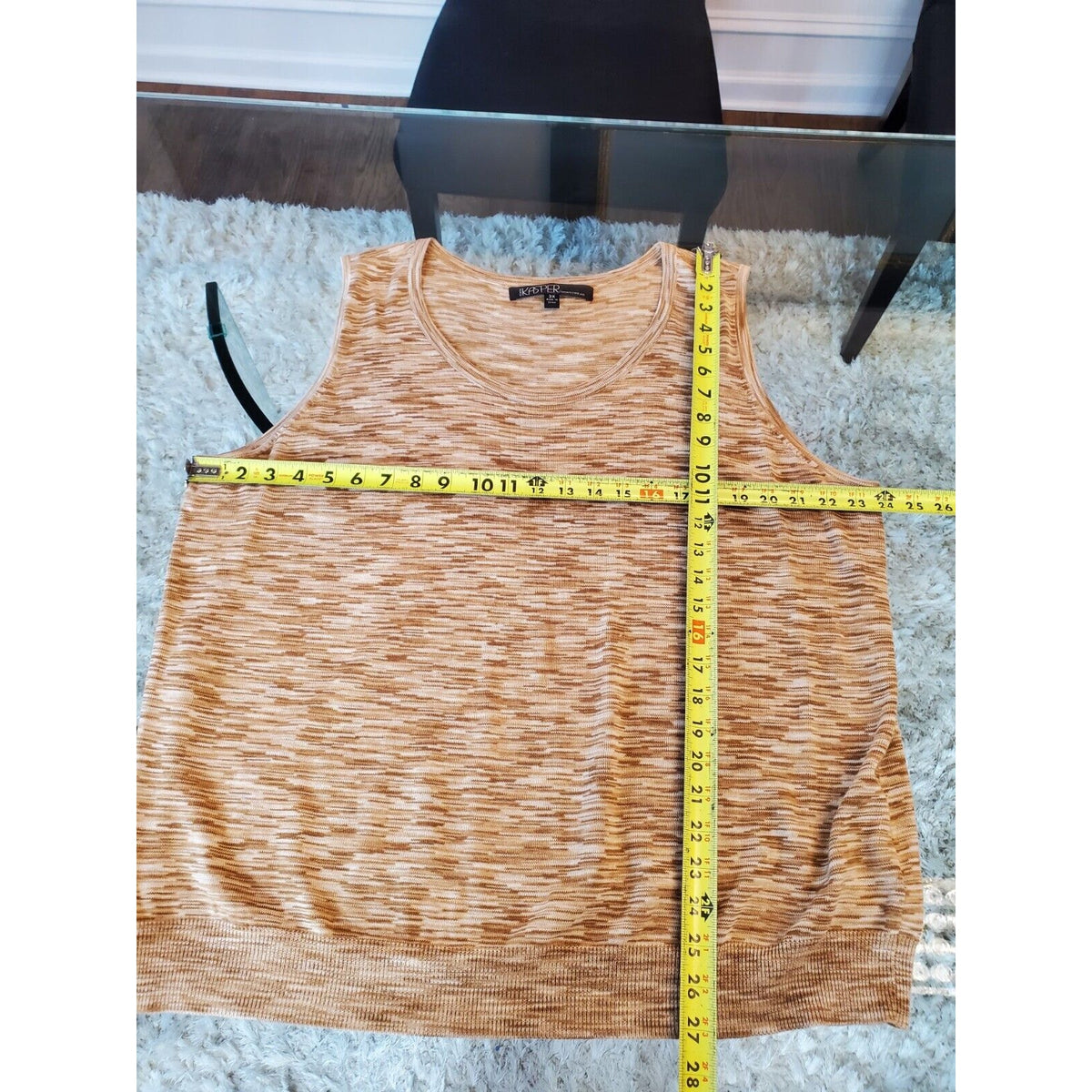 Kasper Women's Brown Cotton Top & Long Sleeves Ruffled Cardigan Sweater Size 3X