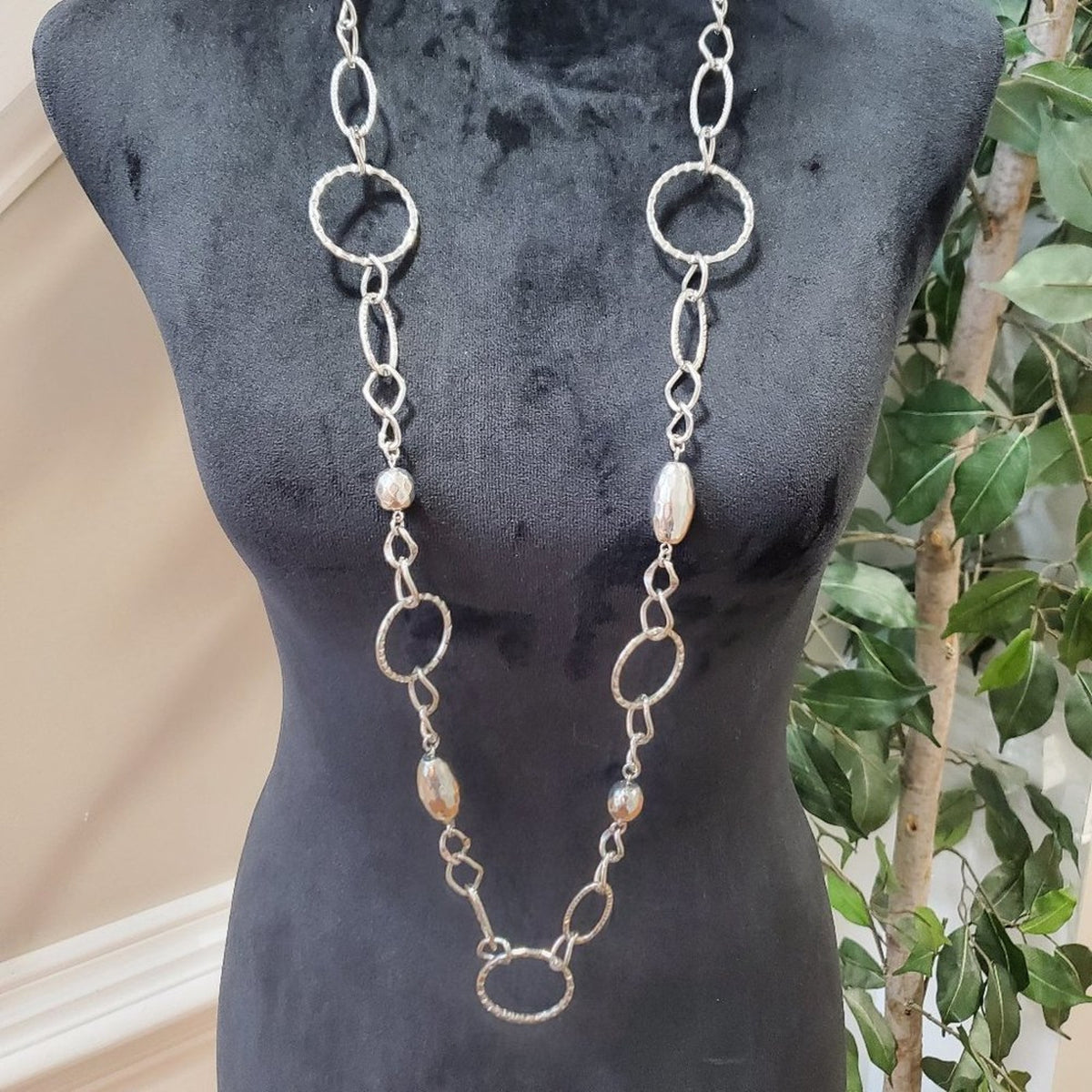 Lia Sophia Women's Long Silver Circles Charm Layering Fashion Necklace