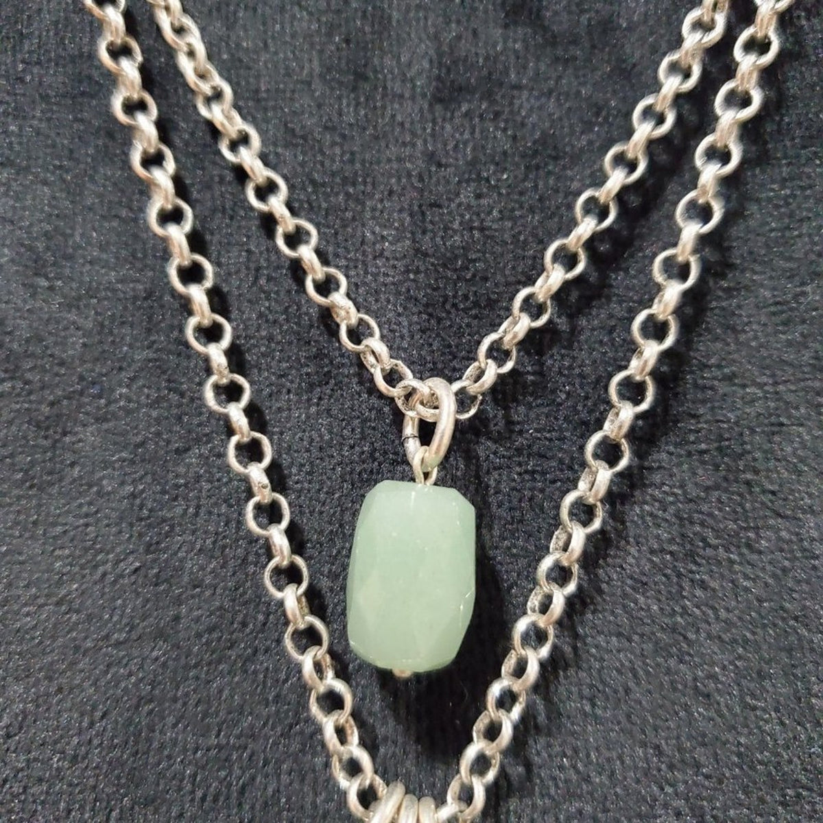 Lucky Brand Antique Silver Tone Green Stone Four Leaf Clover Cluster Necklace