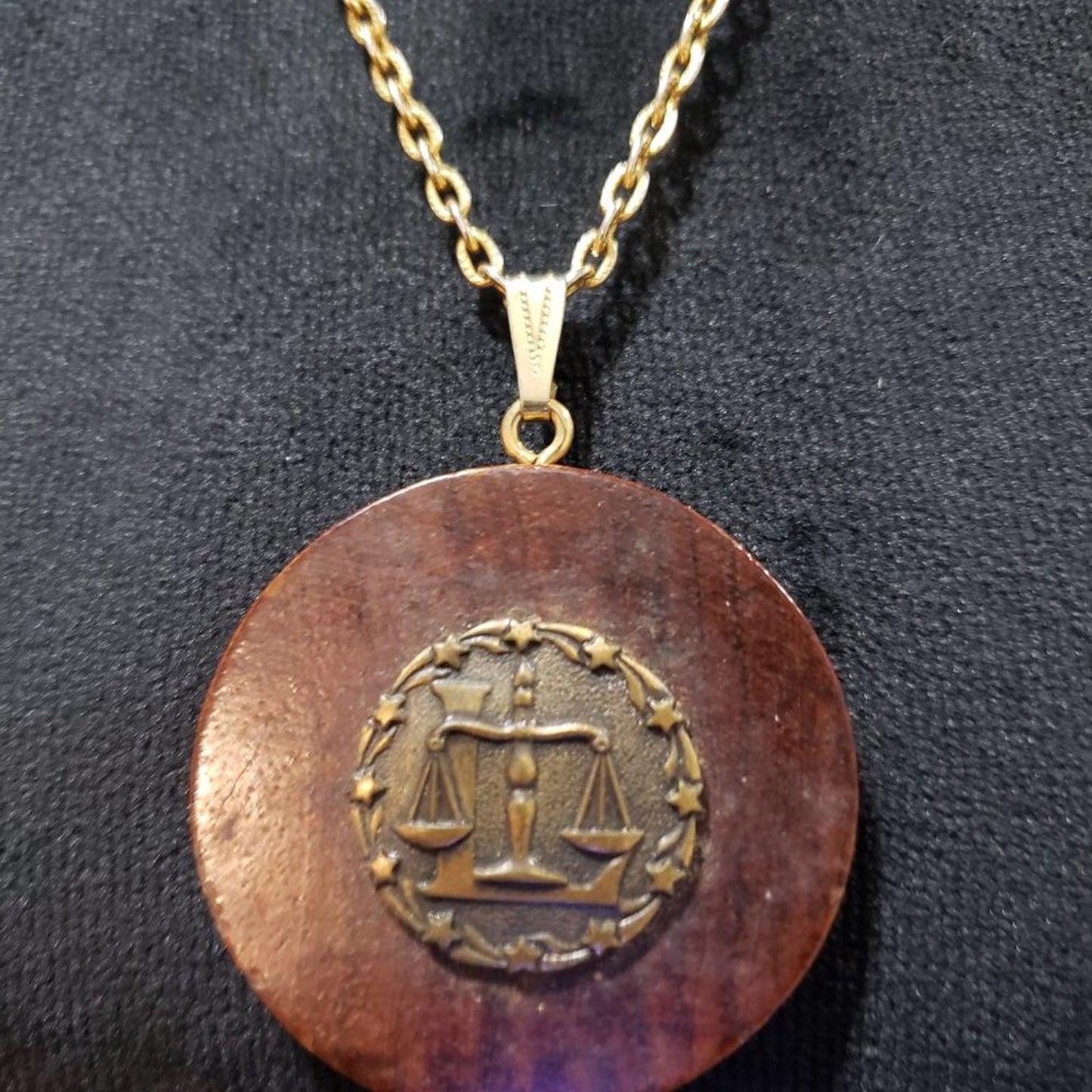 Womens Gold Tain Chain Attorney Libra Pendant Necklace with Lobster