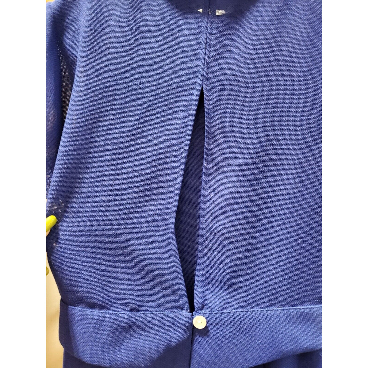 Miss Dorby Women Blue Solid Short Sleeve Jacket & Knee Length Dress 2 Pcs Suit M