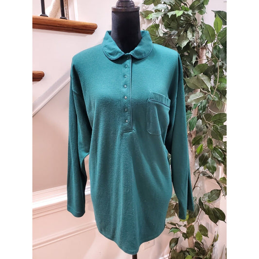 Charter Club Women's Green Polyester Collared Long Sleeve Pullover Sweater XL