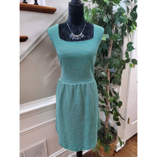 Merona Women's Green & Blue Cotton Square Neck Sleeveless Knee Length Dress XL