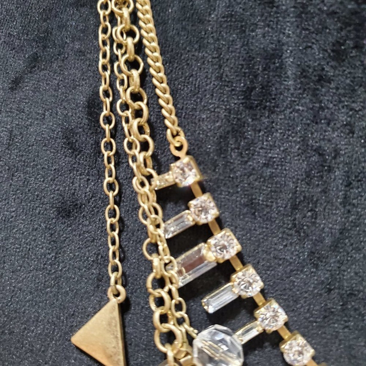 Womens Gold & Crystal Beaded Layered Statement Necklace