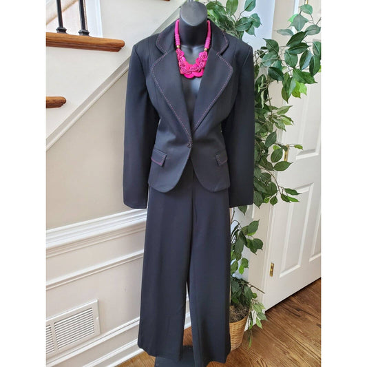 Courtenay Women Black Polyester Single Breasted Jacket & Pant 2 Piece Suit 10