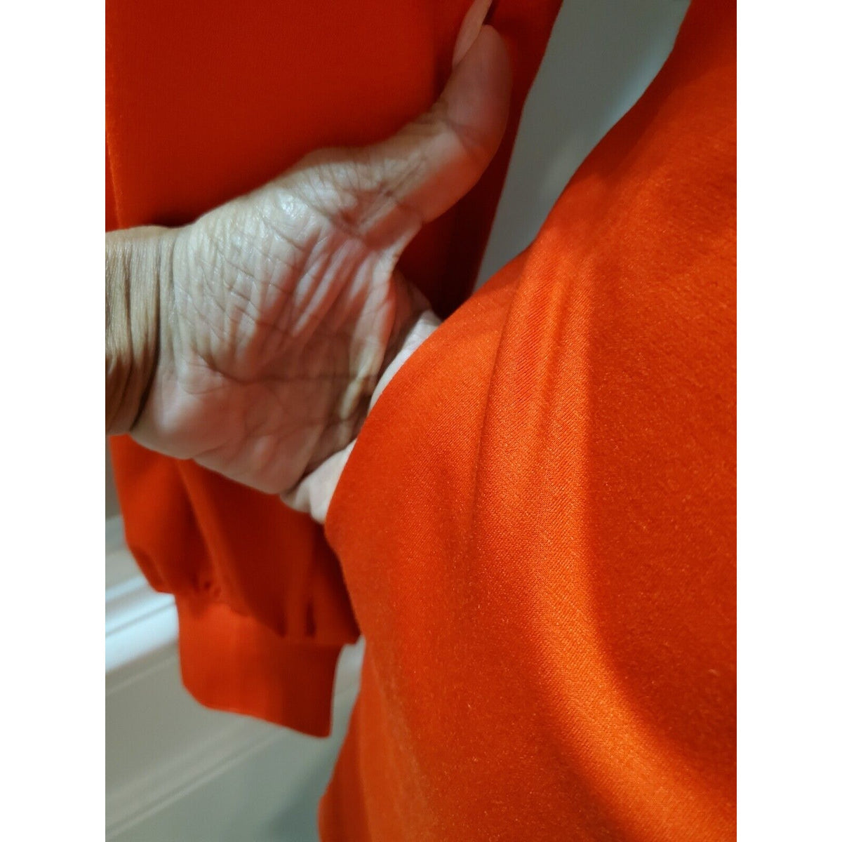 WHO WHAT WEAR Women's Orange Long Sleeve Turtle Neck Knee Length Dress Medium