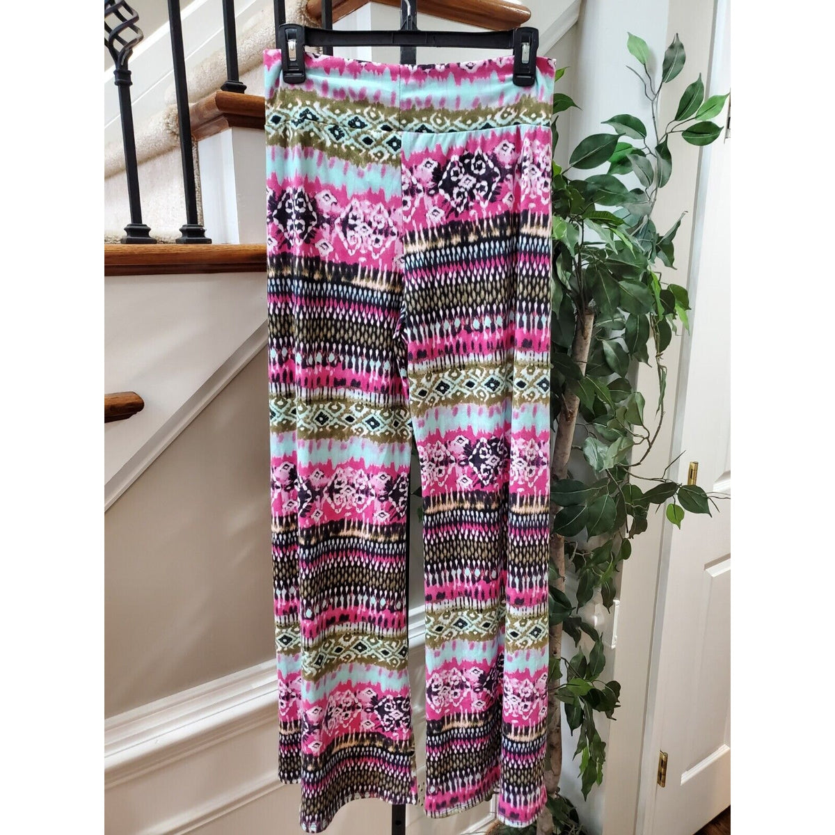 Friday Womens Multicolor Polyester High Rise Wide Leg Calypso Pants Size Large