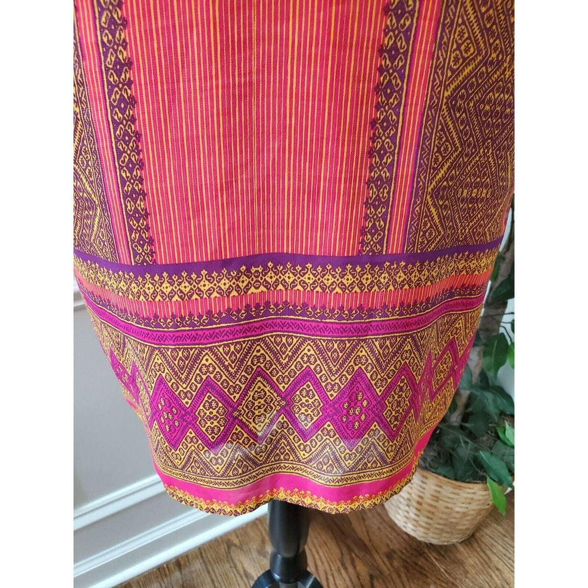 City Triangles Multicolor 100% Polyester V-Neck Sleeveless Knee Length Dress L