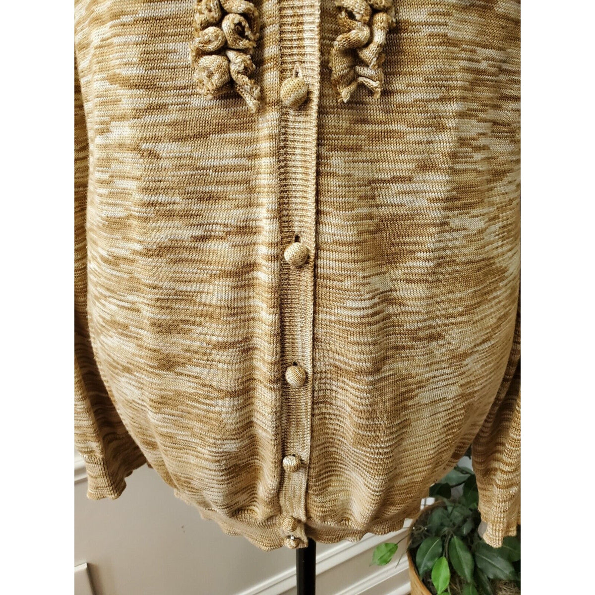 Kasper Women's Brown Cotton Top & Long Sleeves Ruffled Cardigan Sweater Size 3X