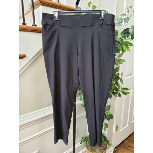 Terra & Sky Women's Solid Black Rayon Pull On Straight Fit Dress Pants Size 1X