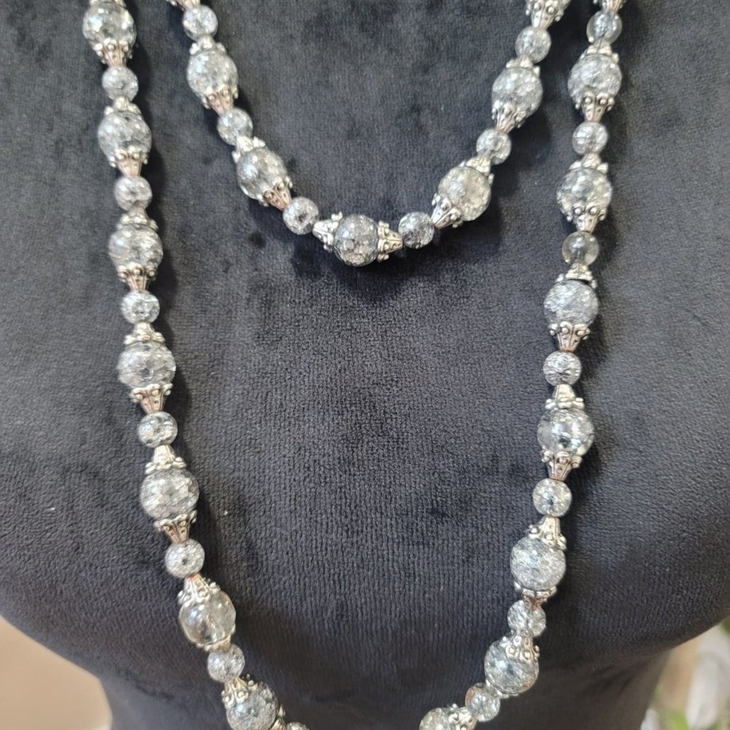 Women's Classic Long Glass Crystal Beads Single Strand Faceted Heavy Necklace
