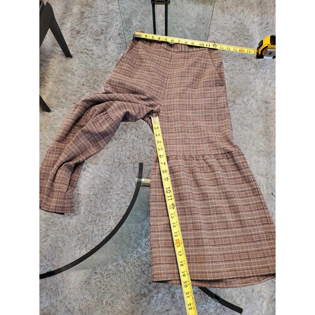 BCBG Generation Gray Plaid Polyester Elastic Waist Wide Leg Culotte Pant XS
