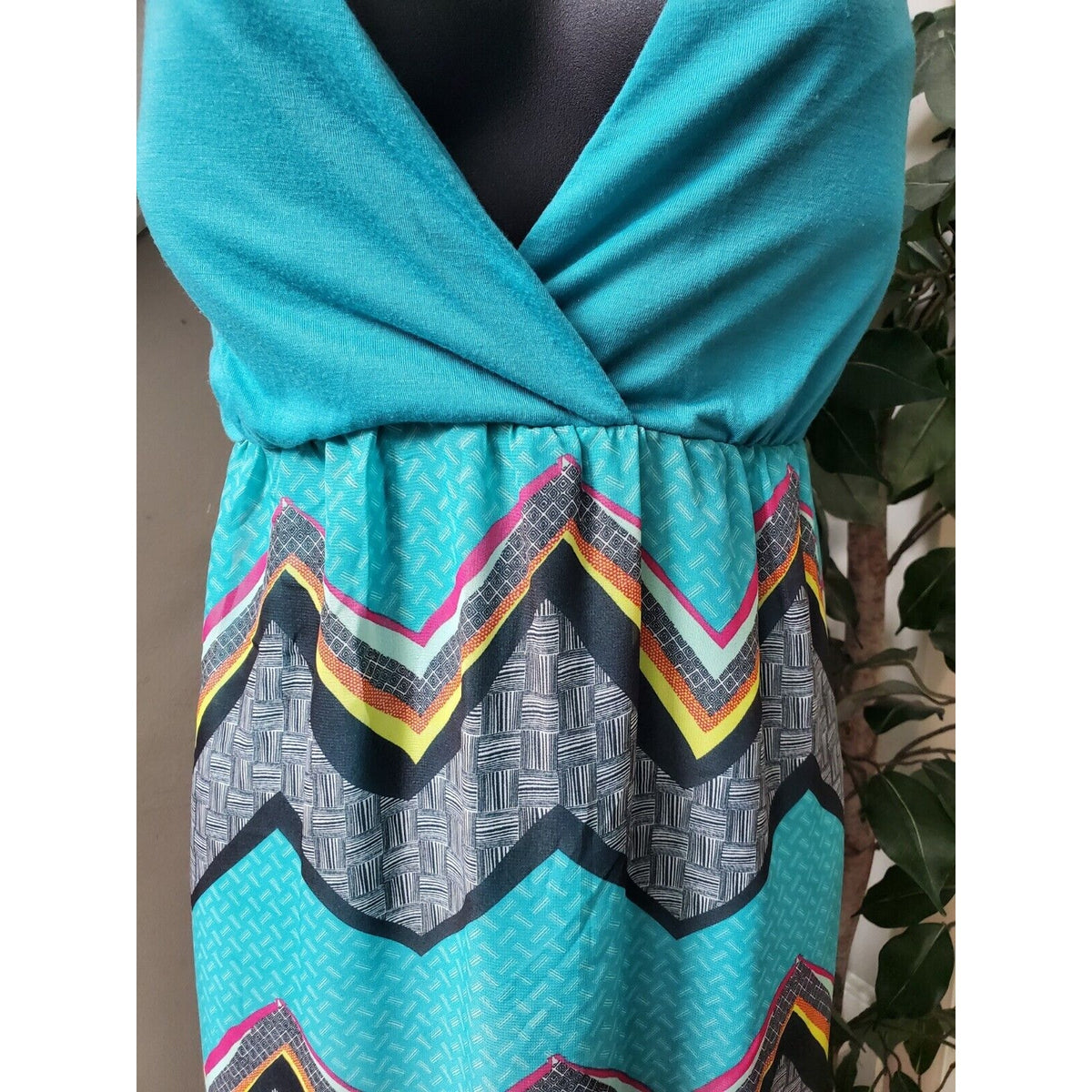 No Boundaries Women's Blue Polyester V-Neck Sleeveless Long Maxi Dress Size XXL