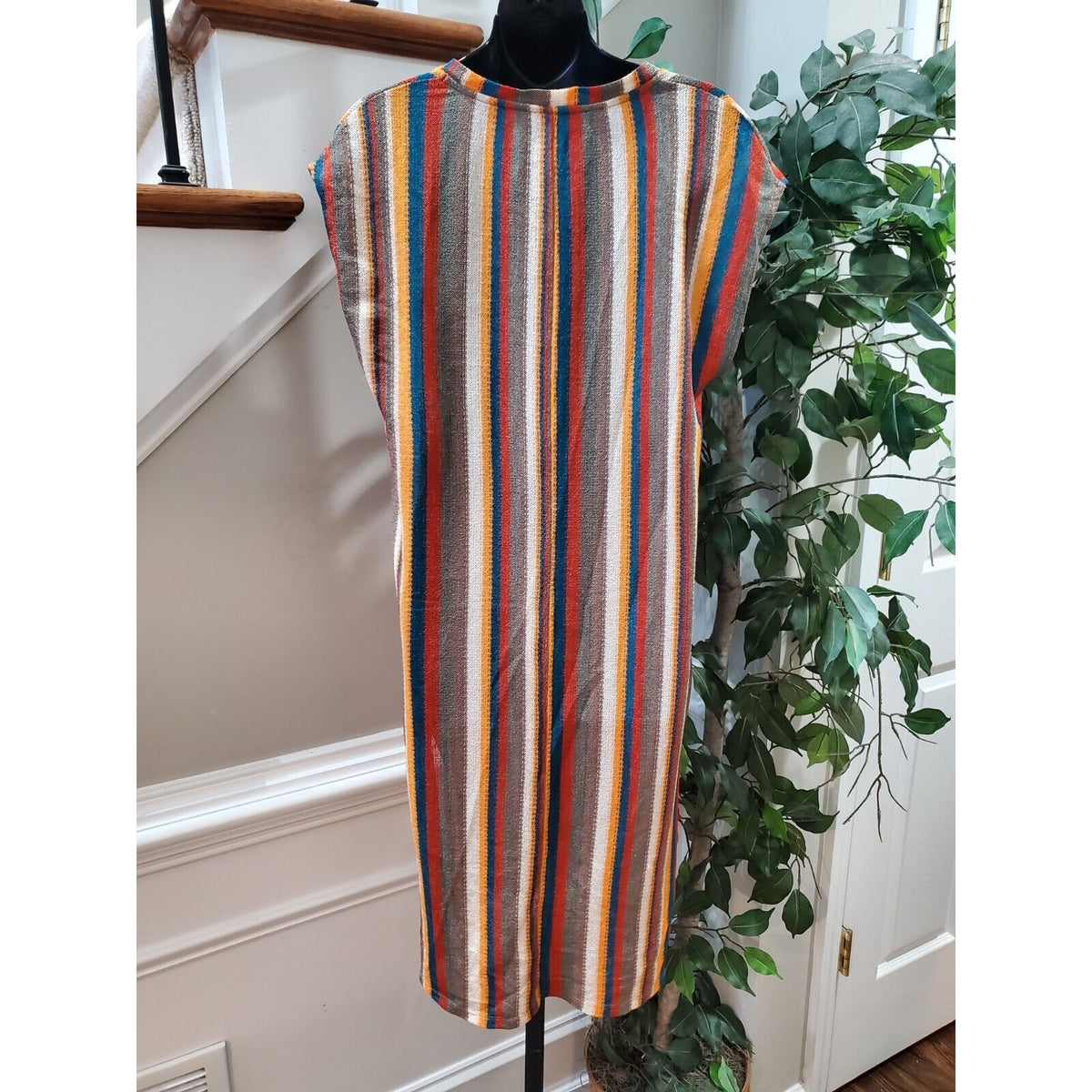 Zara Trafaluc Women's Multicolor Polyester V-Neck Coverup Knee Length Dress S