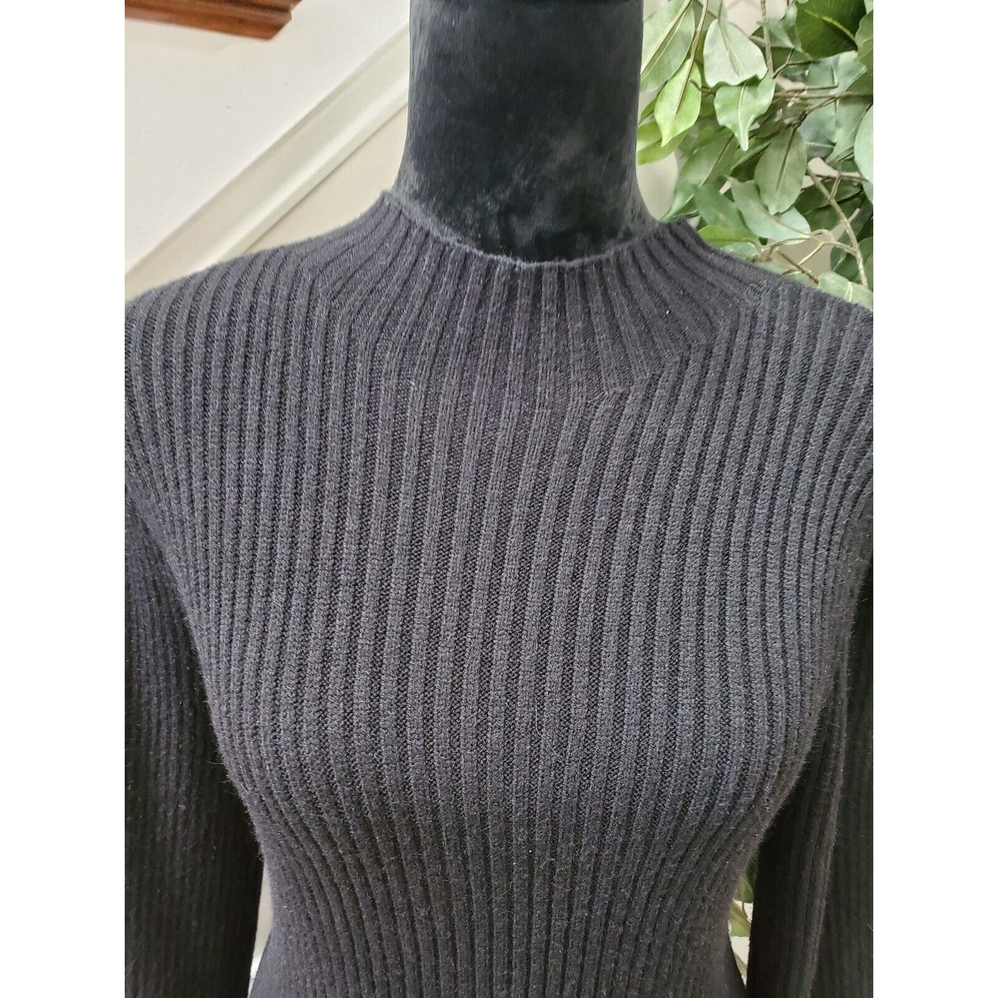 &Merci Black Viscose Mock Neck Long Sleeve Knee Length Sweater Dress Size Medium