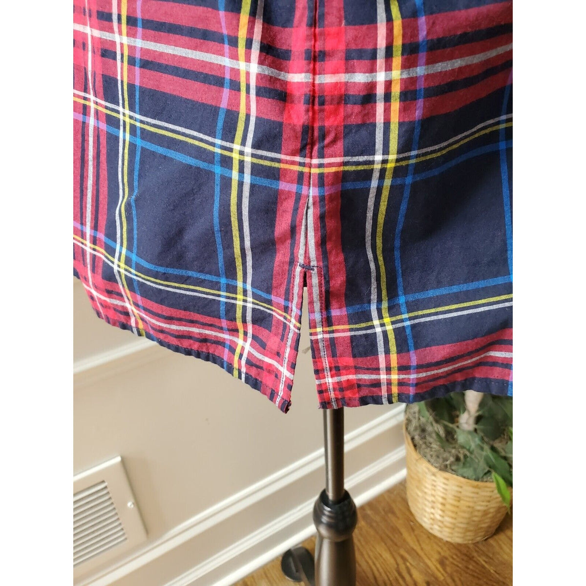 Talbots Petite Women's Blue Cotton Check Long Sleeve Casual Top Blouse Size LP
