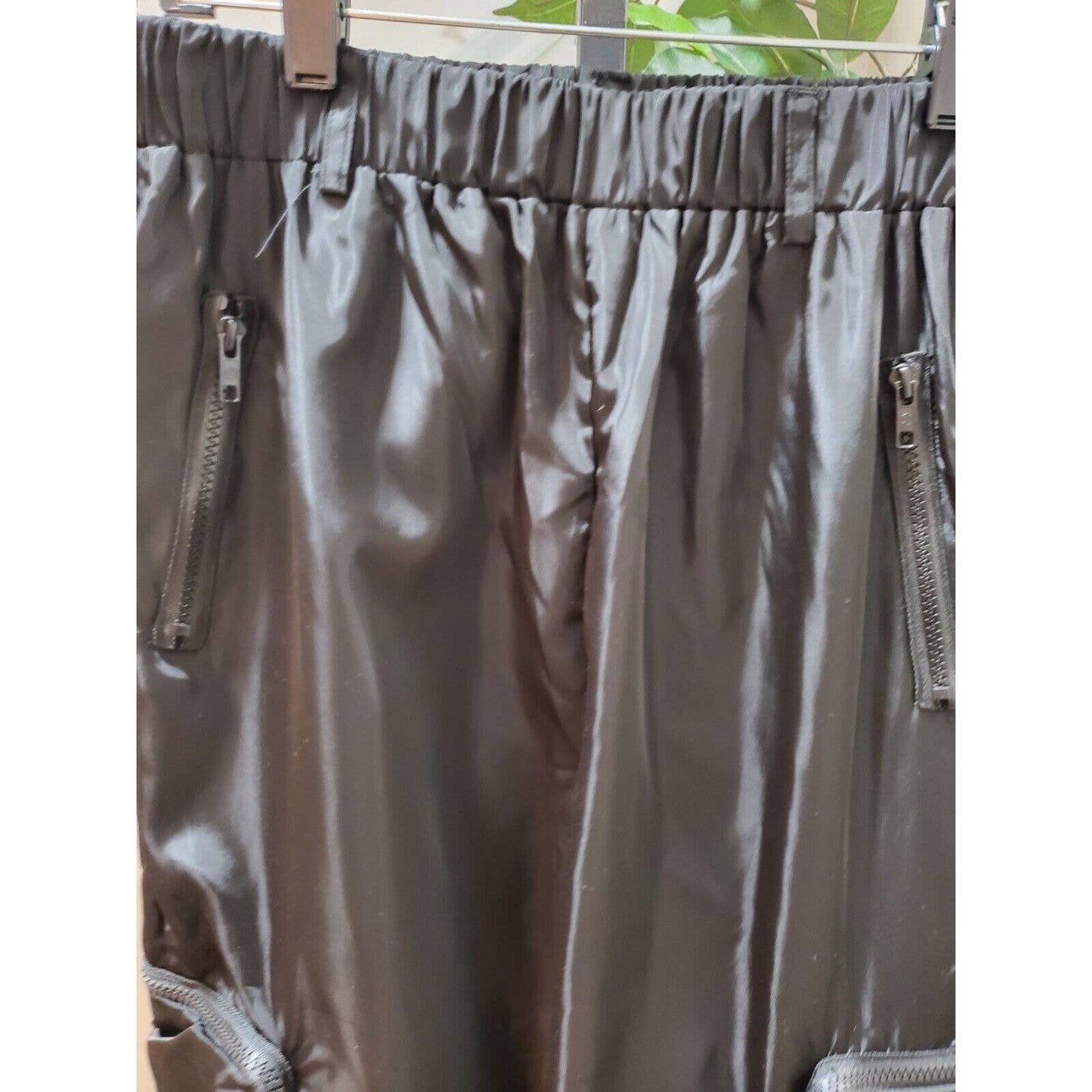 Sheln Women Black 100% Polyester Mid Rise Pull On Cargo Trouser Pant Size Small