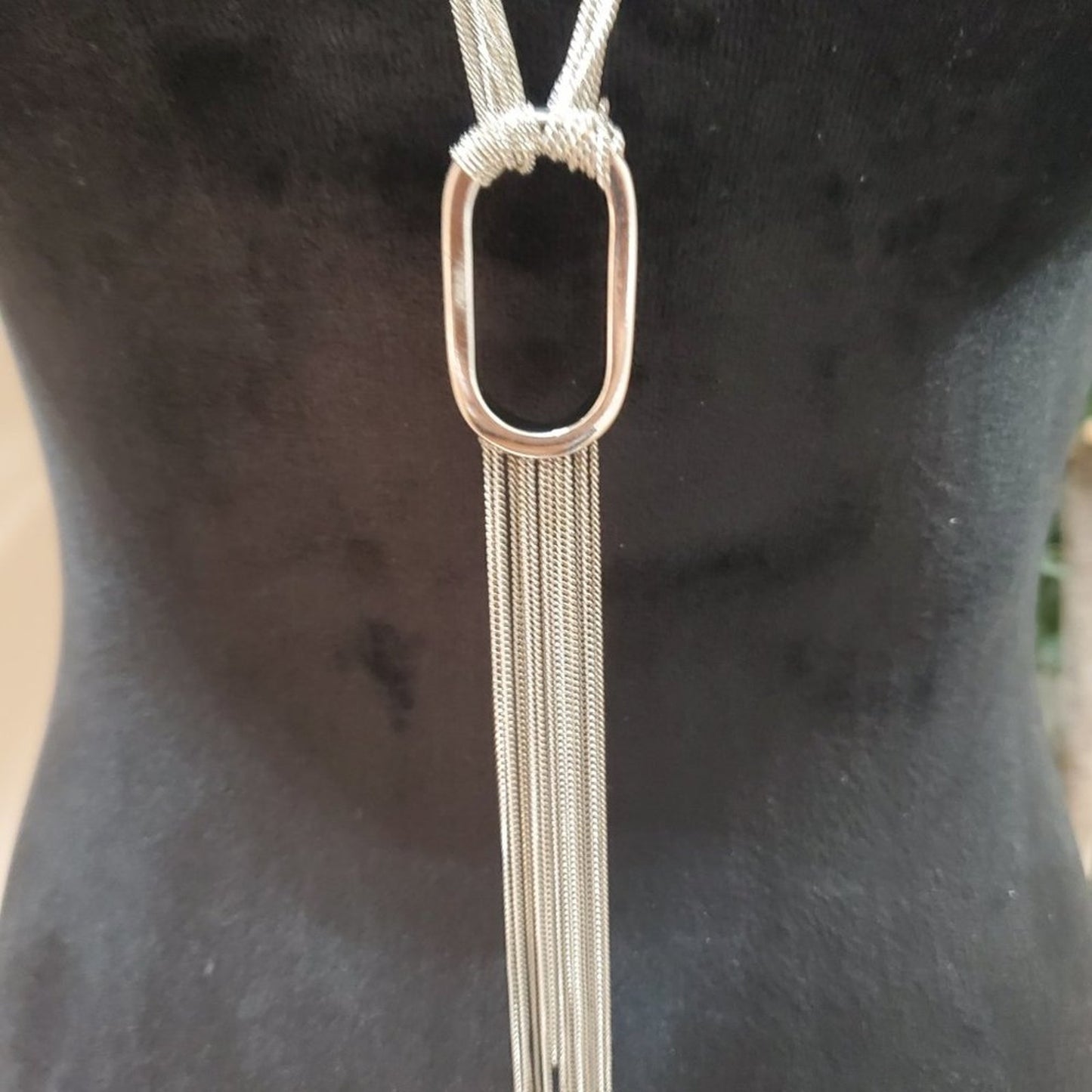 Women's Silver Long Fringe Fashion Jewelry Necklace