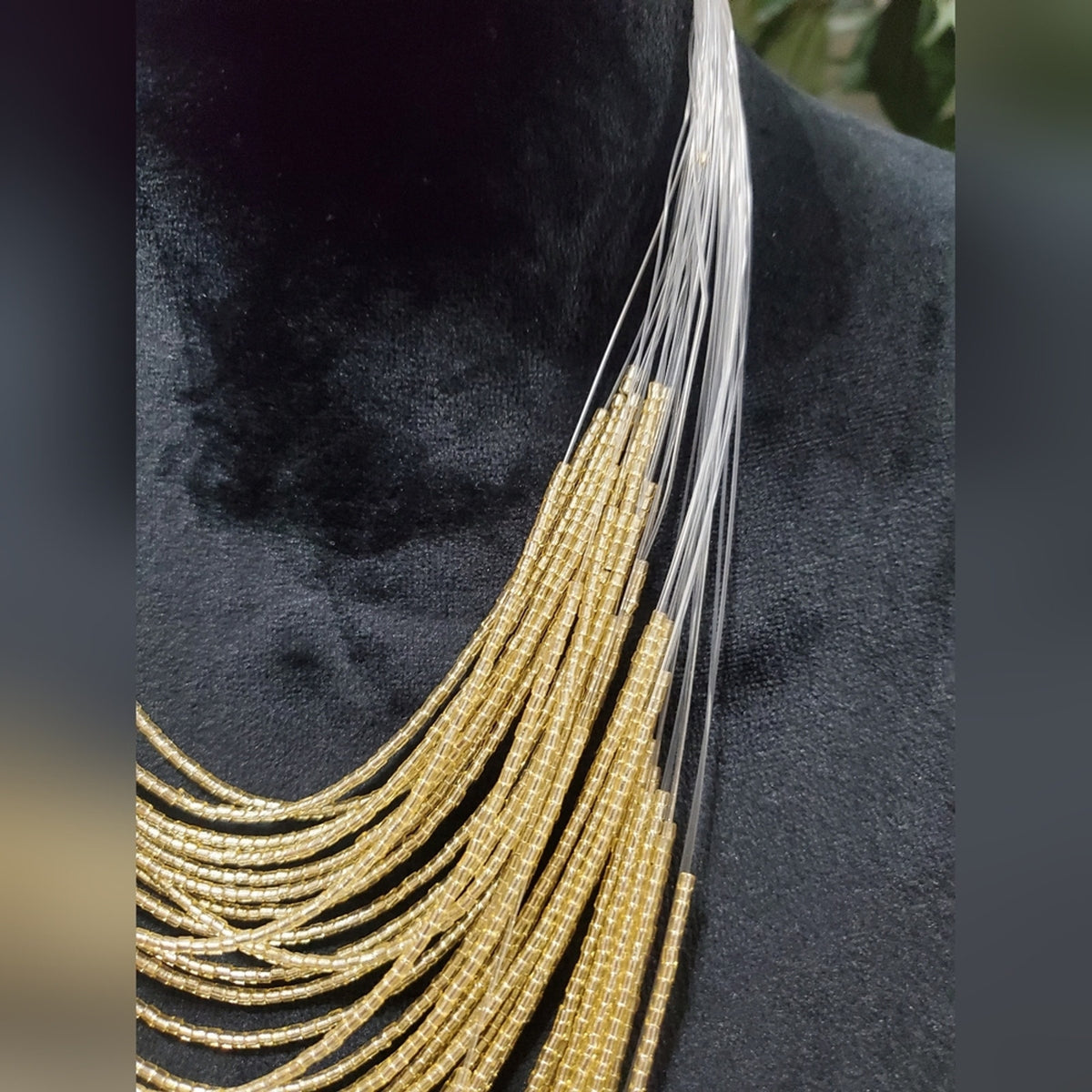 Gold Seed Bead Multistrand Necklace