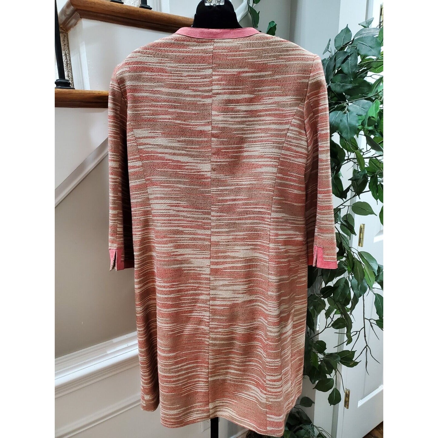 Bandolino Women Multicolor Acrylic Long Sleeve Buttons Front Long Jacket Size 12