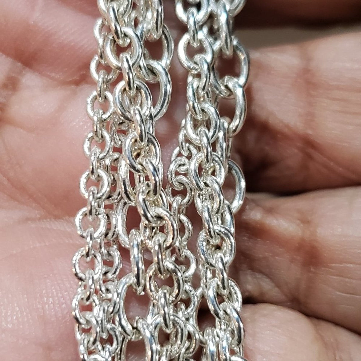 Women's Solid Multilayer Silver Link Chain Stylish Necklace