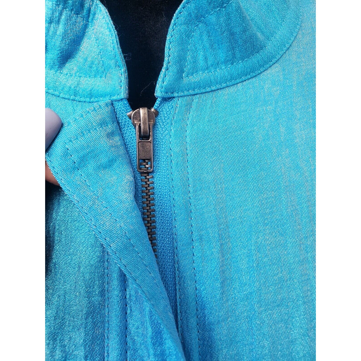 Ruby Rd. Women's Blue Solid Rayon 3/4 Sleeve Full Zipper Blazer Jacket Size 10