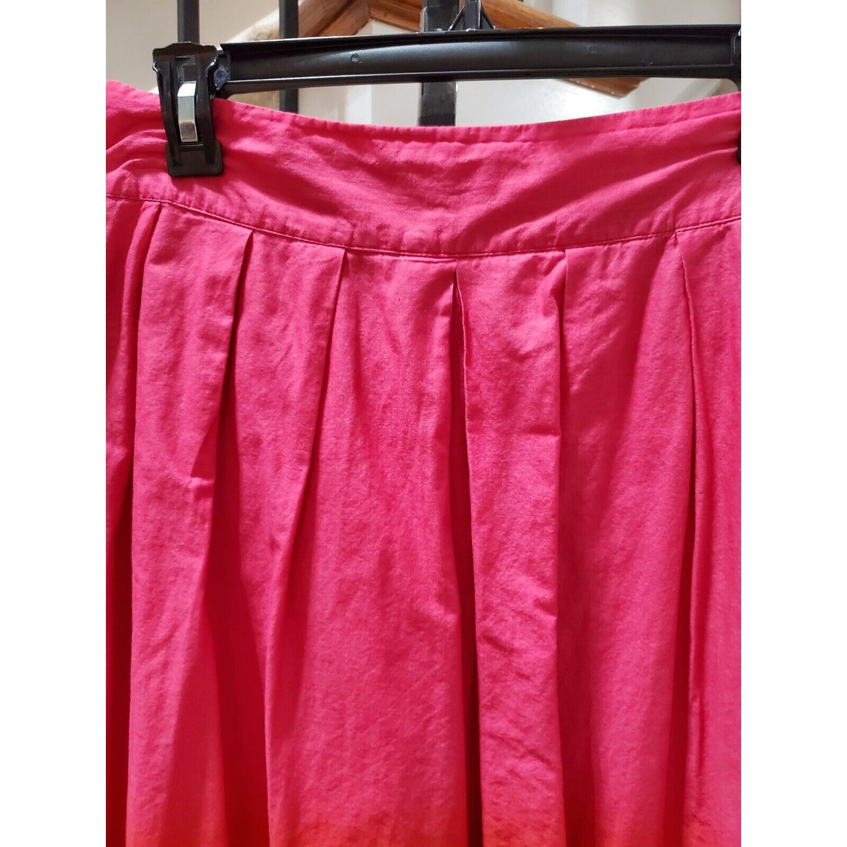 H&M Women's Pink & Red Solid 100% Cotton A-Line Casual Knee Length Skirt Size 6